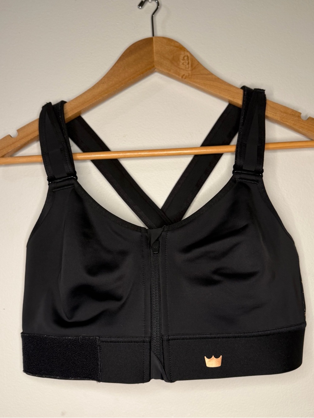SHEFIT Flex Sports Bra 1Luxe Black Rose Gold Adjustable Zip Front 110003